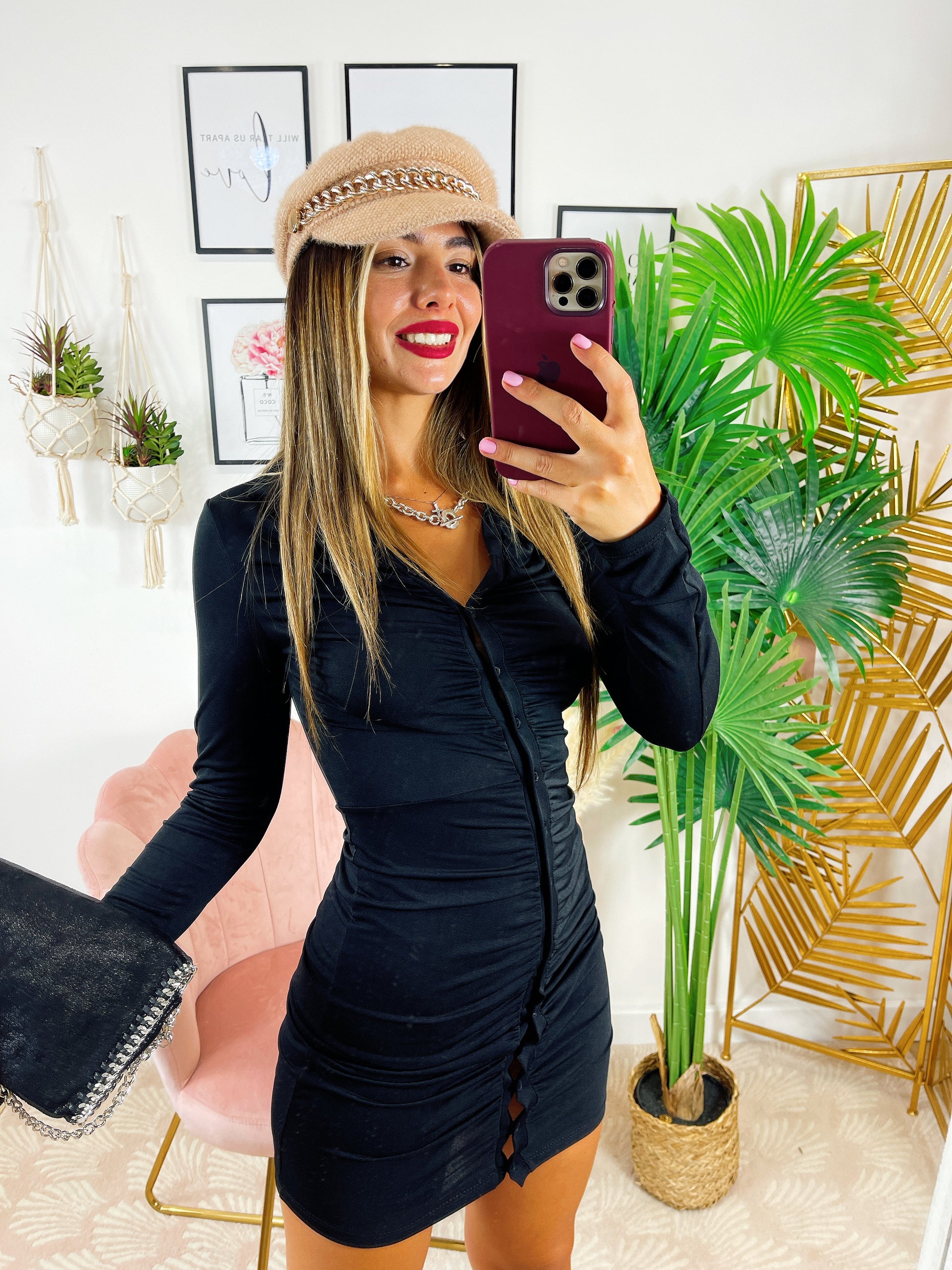 Abito easy con bottoncini nero - R.a. Boutique 