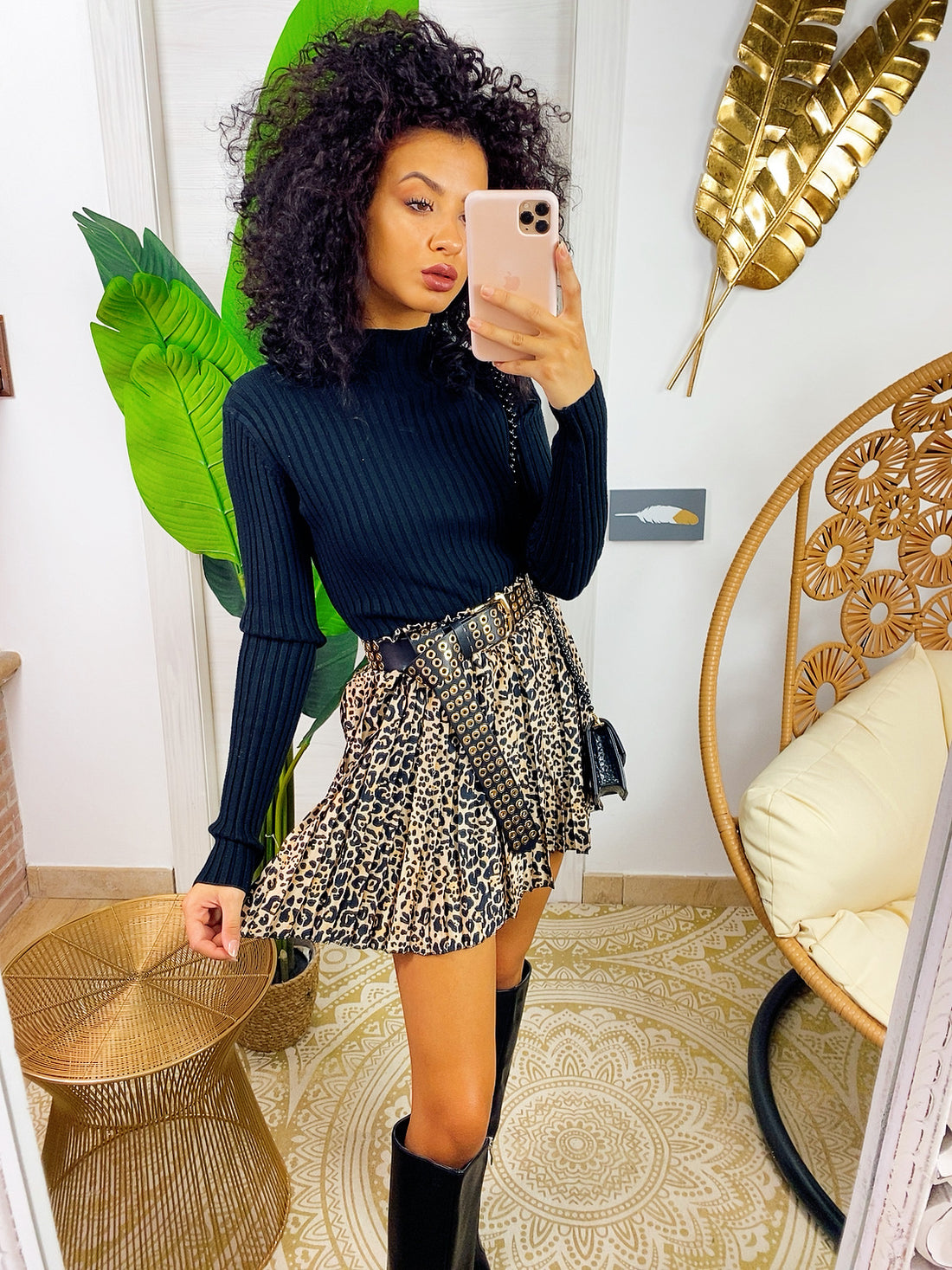 Gonna a pieghine maculata - R.a. Boutique 