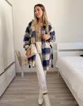 Giacca check nude e blu - R.a. Boutique 