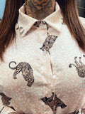 Camicia con stampa animalier beige - R.a. Boutique 