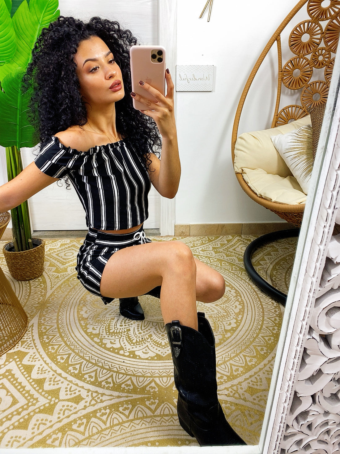 Completo sportivo maglia e pantaloncino nero a righe - R.a. Boutique 