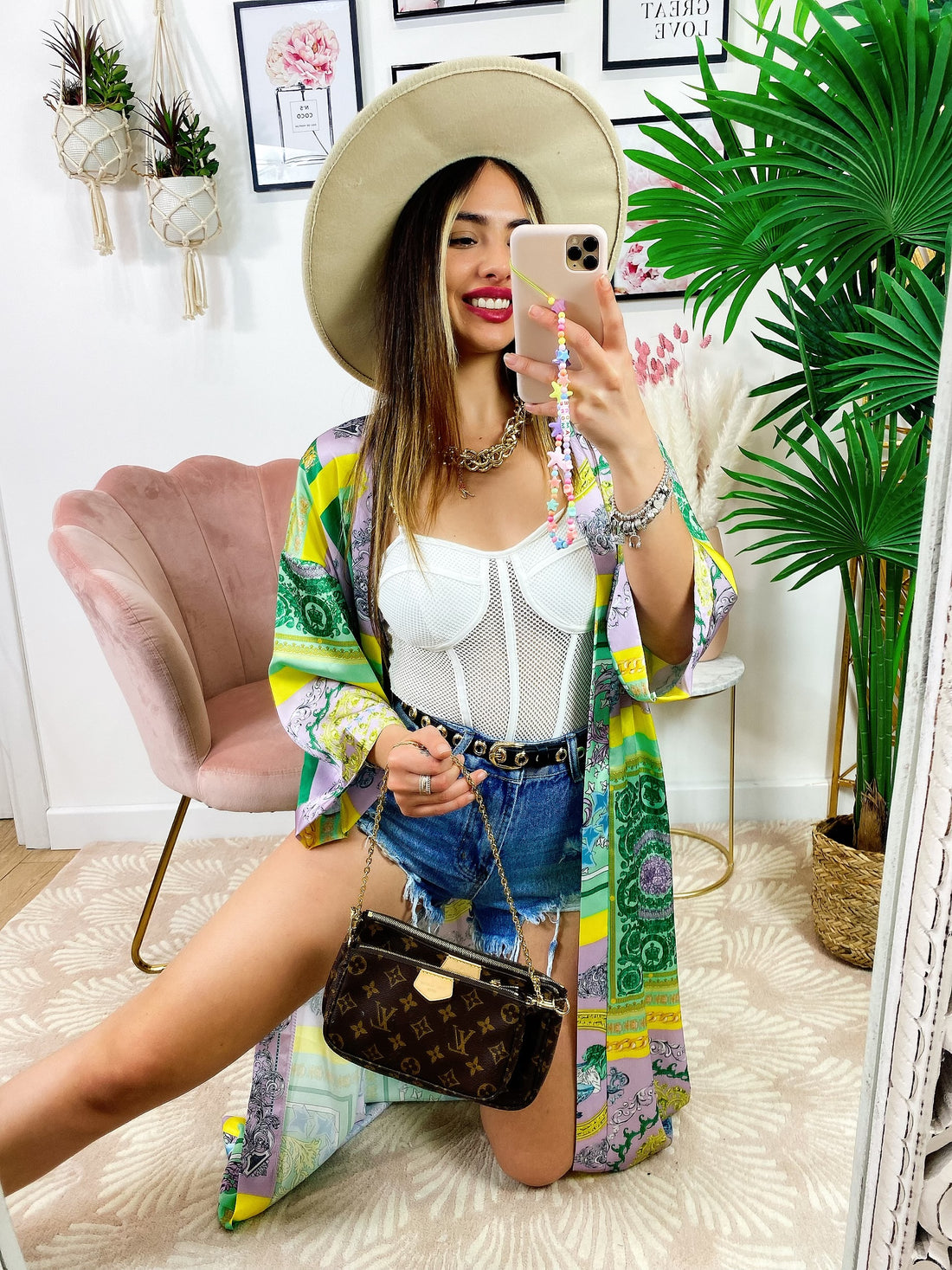 Kimono etnico verde lilla - R.a. Boutique 