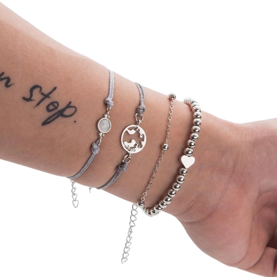 Bracciale con mondo e dettagli argento - R.a. Boutique 