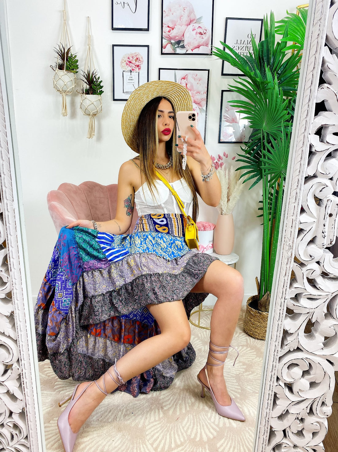 Gonna asimmetrica sfumature lilla blu - R.a. Boutique 