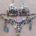 Bikini a triangolo con corda a fiorellini - R.a. Boutique 