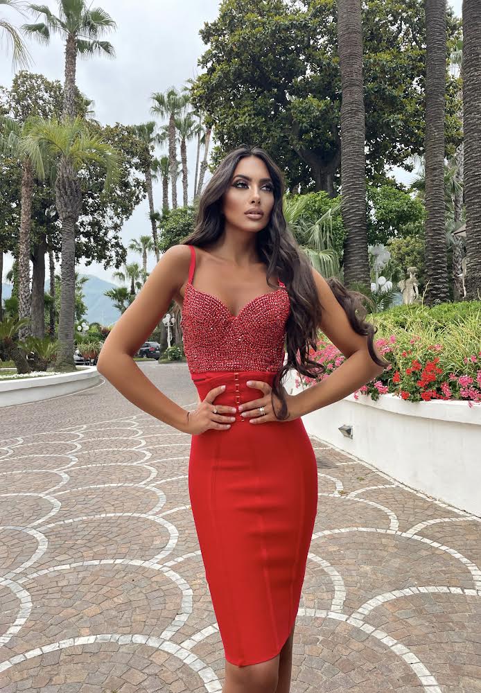 Corpino rosso con strass - R.a. Boutique 