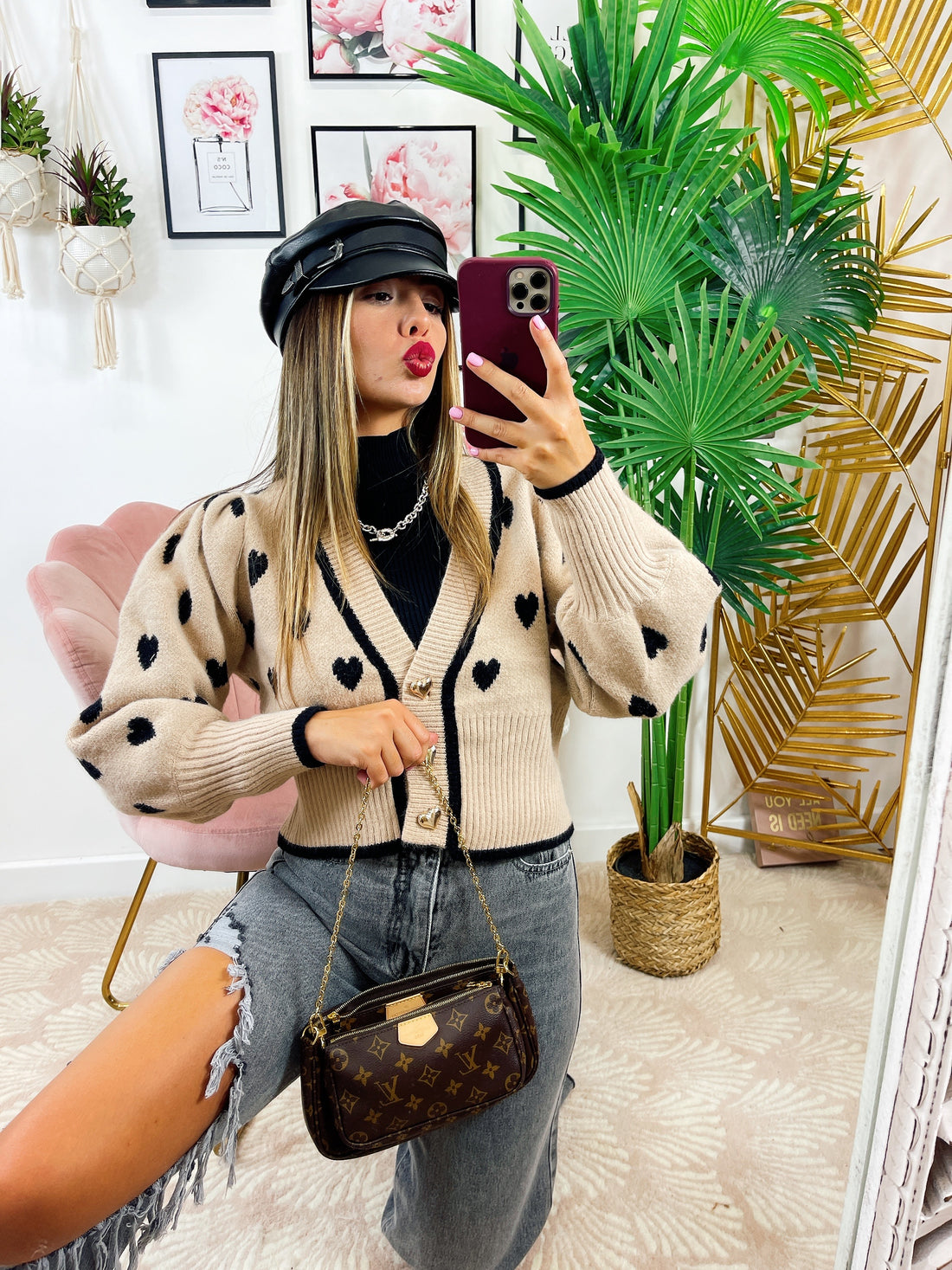 Cardigan a Cuori con bottoni - R.a. Boutique 