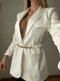 Blazer bianco con cintura - R.a. Boutique 