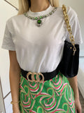T-shirt con gioiello al collo verde - R.a. Boutique 