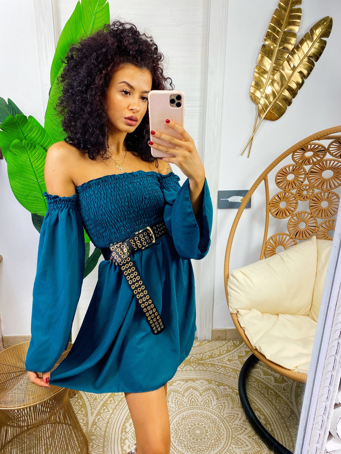 Abito con scollo a barchetta oceano - R.a. Boutique 