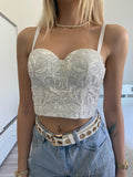 Top con ricami in paillettes bianco - R.a. Boutique 