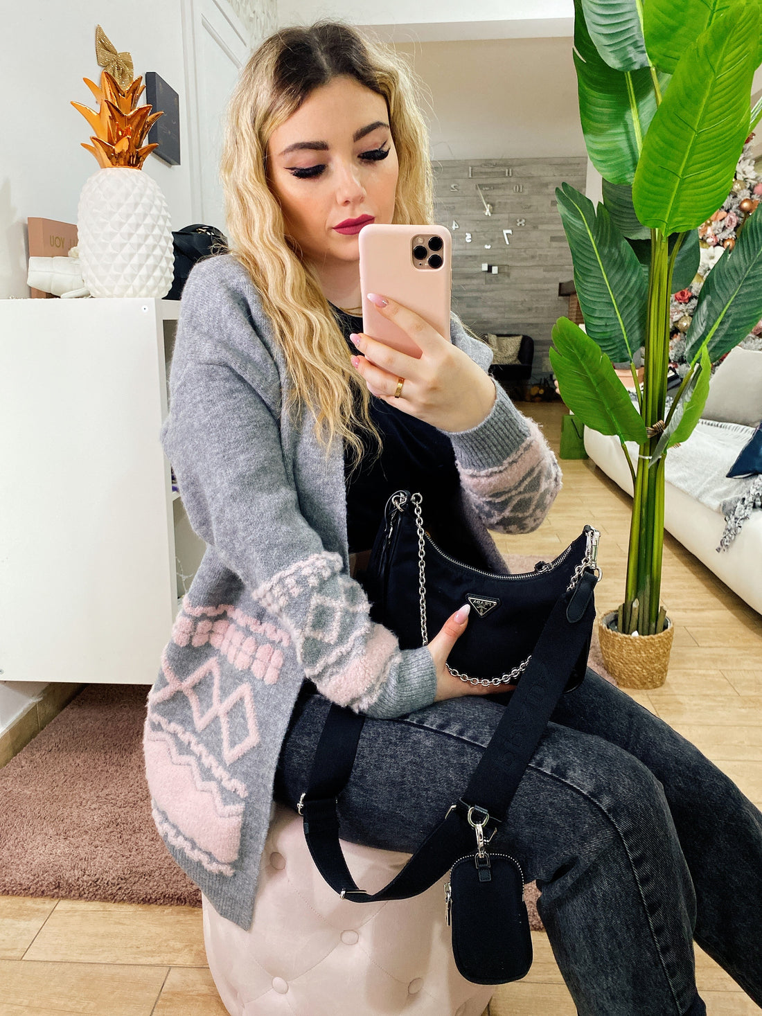 Cardigan rosa grigio - R.a. Boutique 