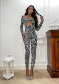 Tuta animalier black white  con scollo - R.a. Boutique 