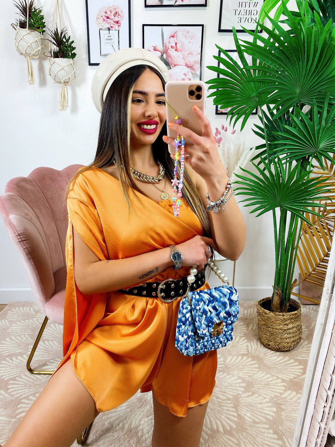 Tutina monospalla taglio a impero Arancio - R.a. Boutique 