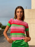 Maglia rosa e verde con cuori - R.a. Boutique 