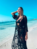 Pareo/kimono lungo in pizzo nero - R.a. Boutique 