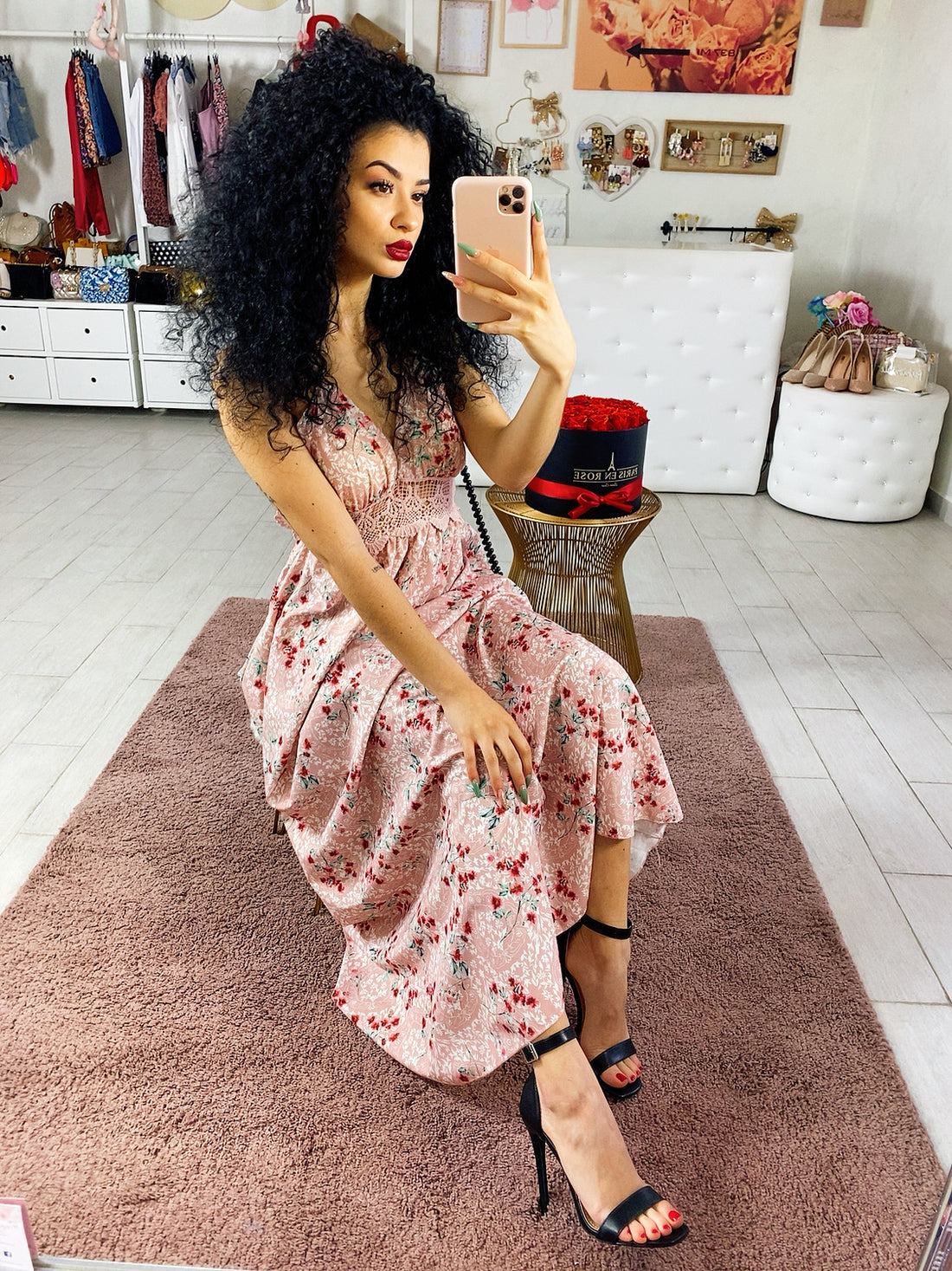 Abito con stampa a fiorellini e pizzo - R.a. Boutique 