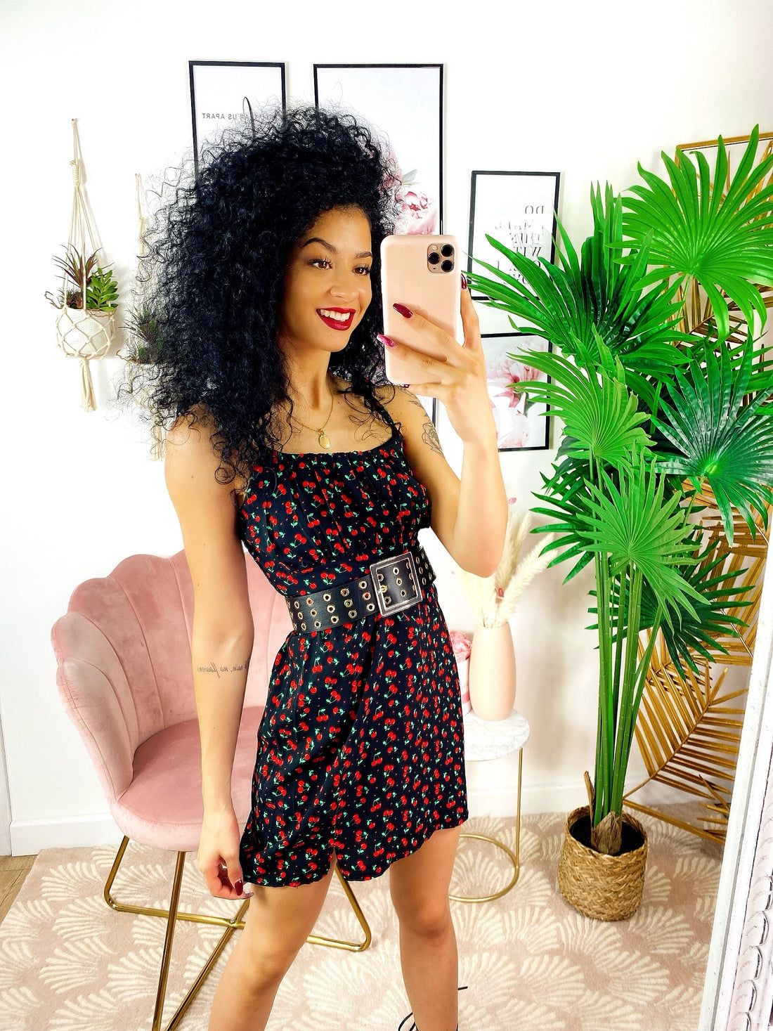 Abito con ciliegie Nero - R.a. Boutique 