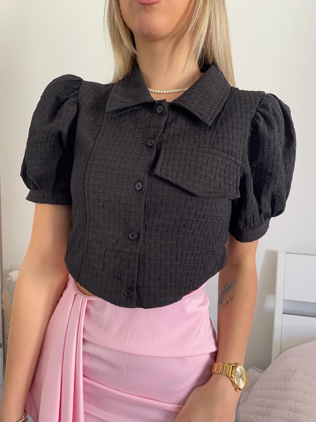 Camicia crop nera - R.a. Boutique 