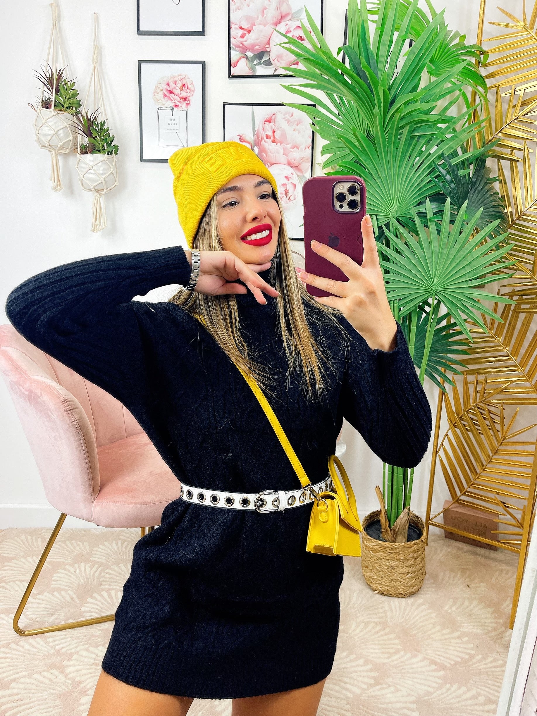 Maxi maglia a collo alto nero - R.a. Boutique 