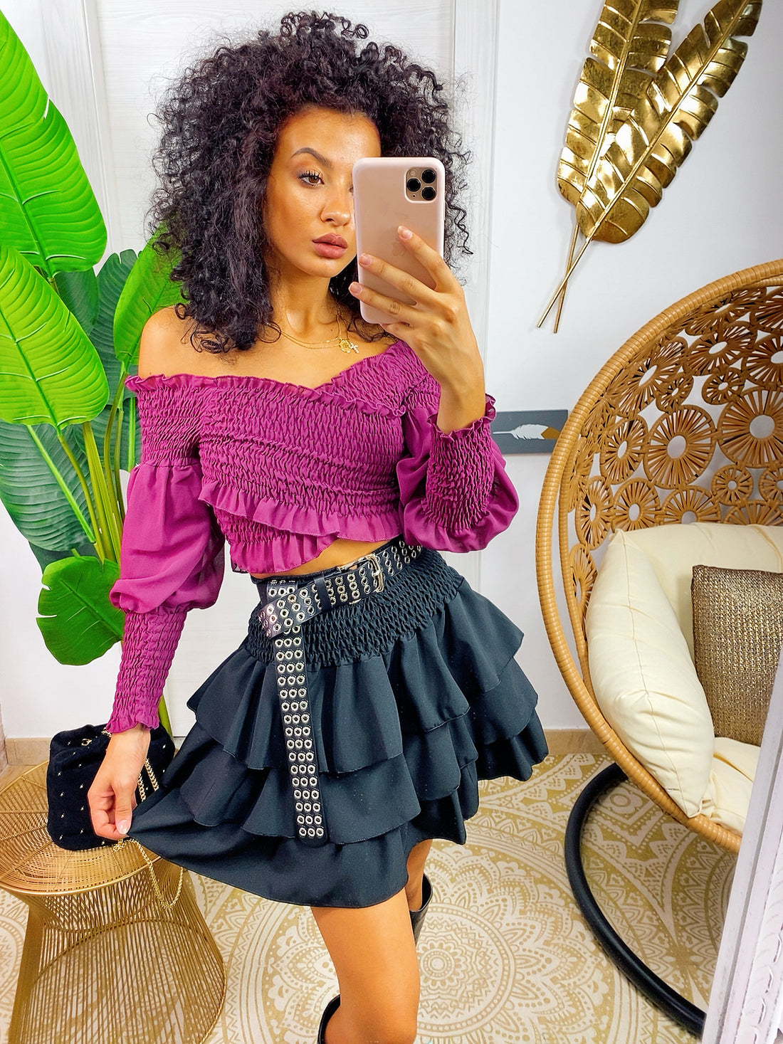 Gonna con balze nera - R.a. Boutique 