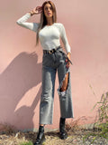 Jeans con maxi spacco grigio - R.a. Boutique 