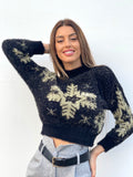 Maglioncino fiocco di neve nero - R.a. Boutique 