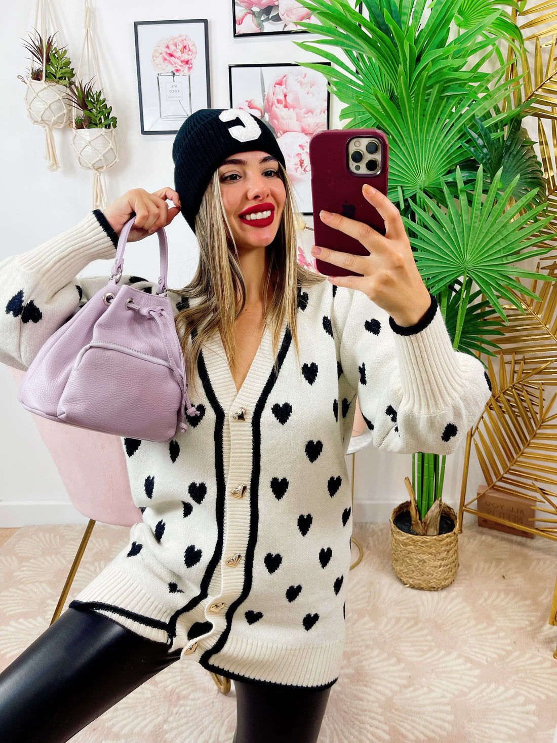 Maxi maglione panna a cuori - R.a. Boutique 