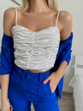 Top in raso bianco arricciato - R.a. Boutique 