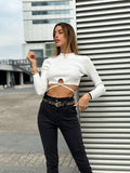 Top bianco a costine con lacci - R.a. Boutique 