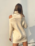 Maxi maglia a collo alto beige - R.a. Boutique 