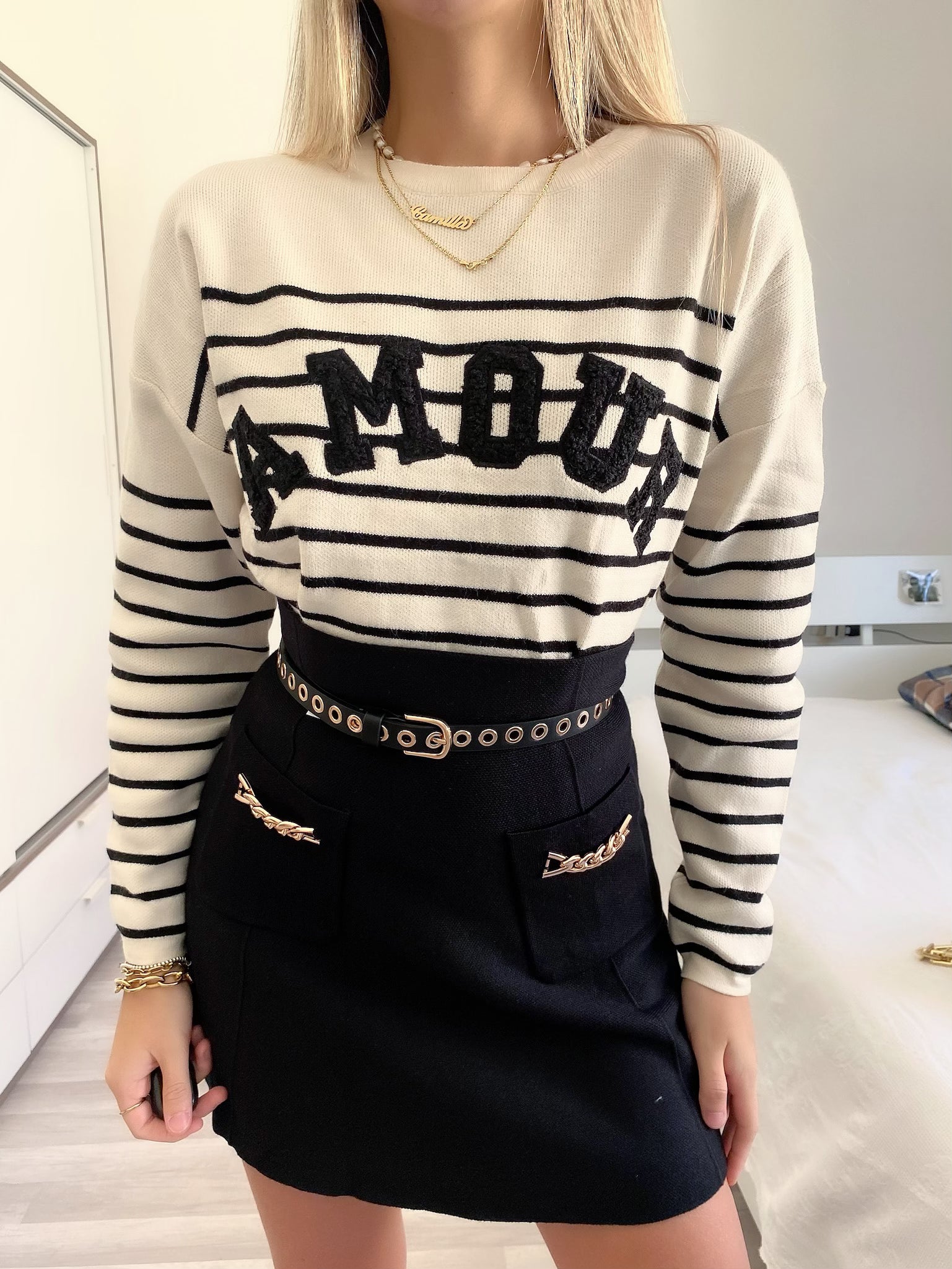 Maglione Amour bianco e nero - R.a. Boutique 