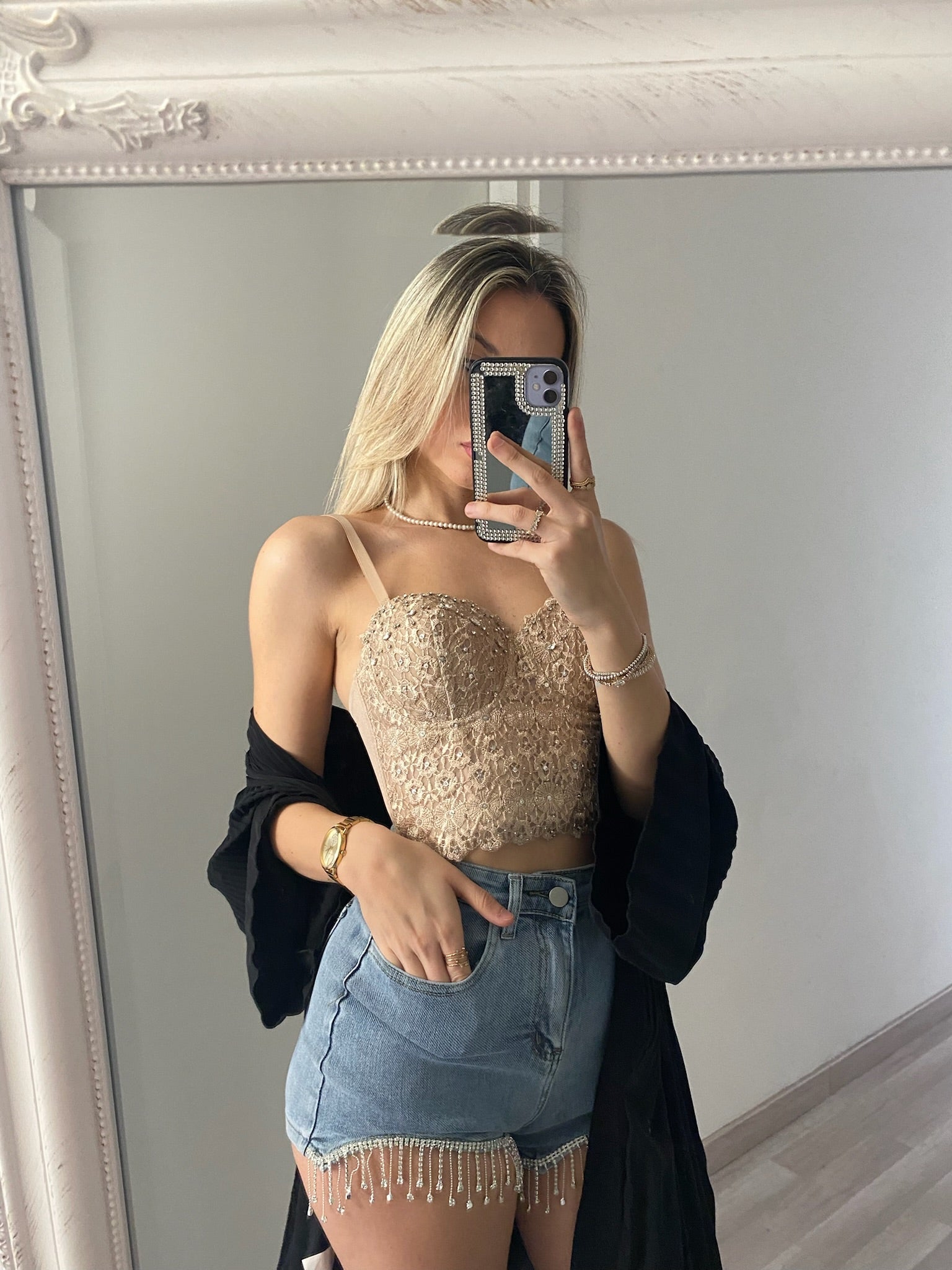 Corpino nude con strass - R.a. Boutique 