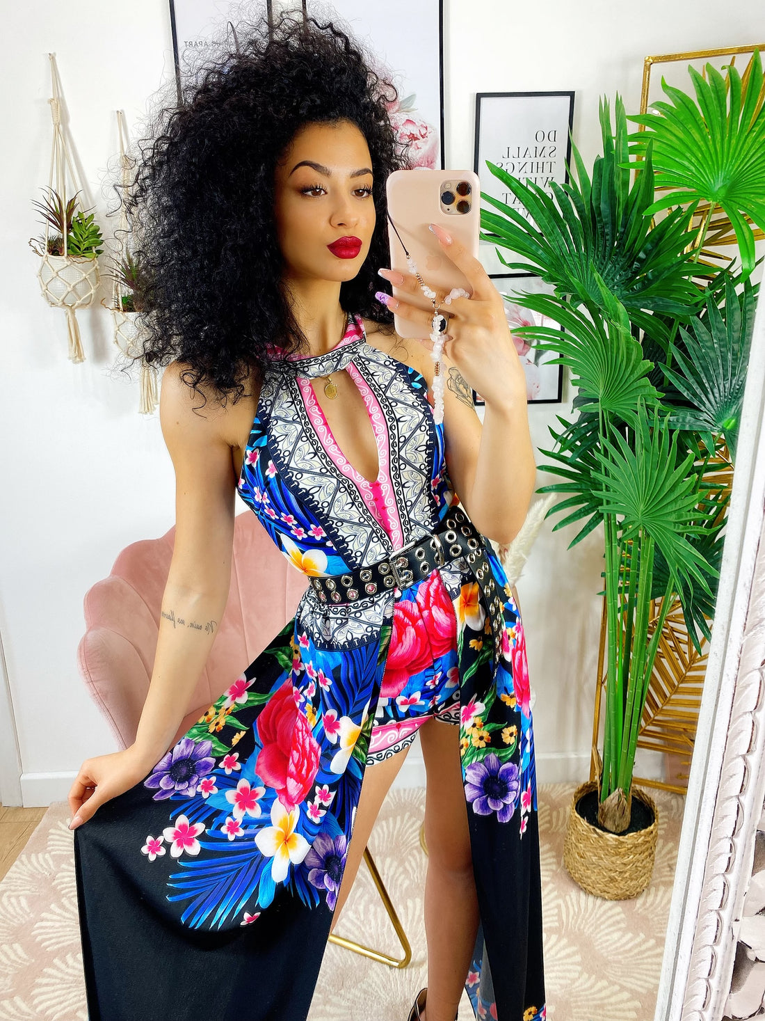 Tutina a fiori con maxi gonna - R.a. Boutique 