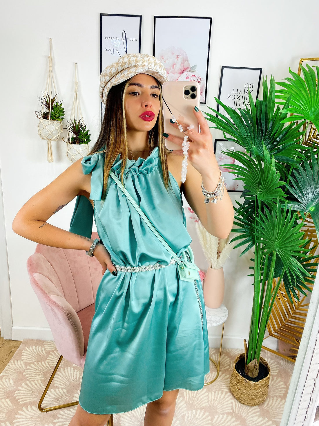 Abito con arricciatura Verdeacqua - R.a. Boutique 