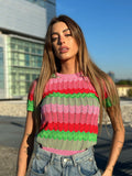 Maglia rosa e verde con cuori - R.a. Boutique 