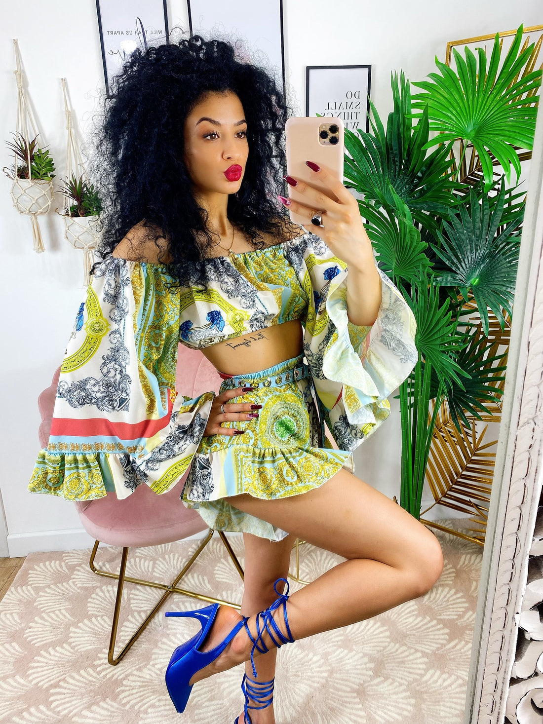 Completo etnico dettagli celesti - R.a. Boutique 