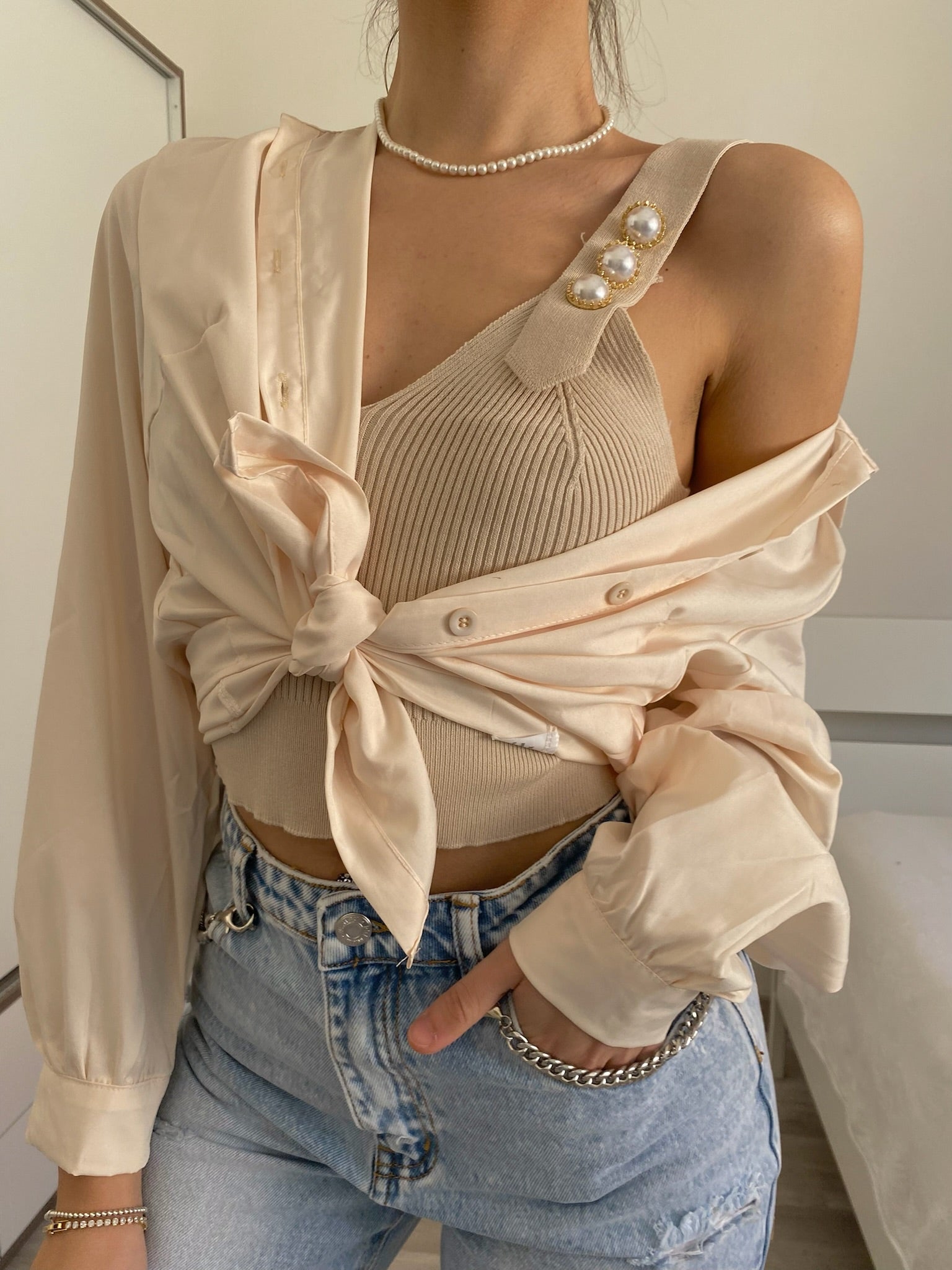 Top più camicia beige - R.a. Boutique 