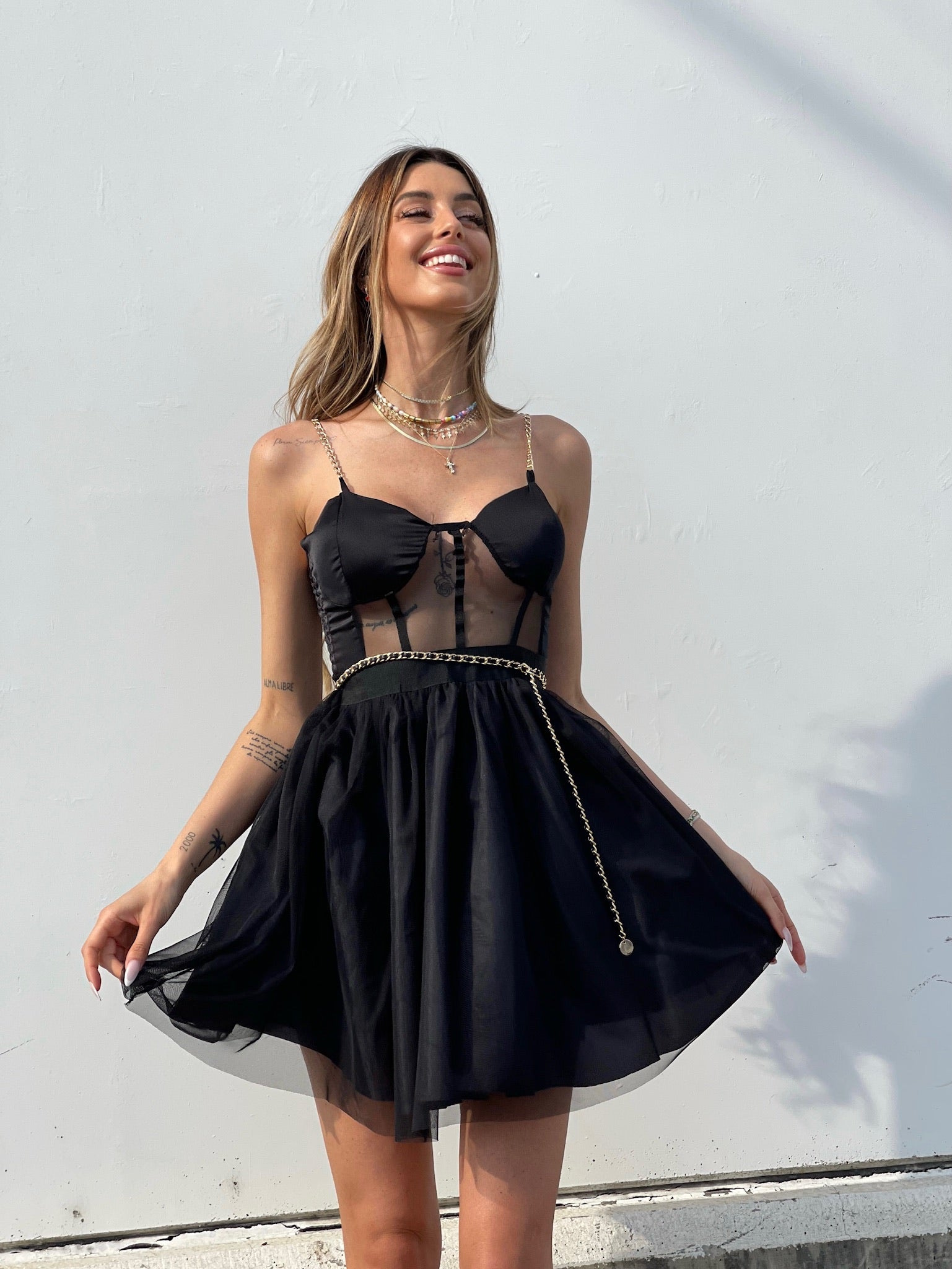 Abito corto in tulle nero - R.a. Boutique 