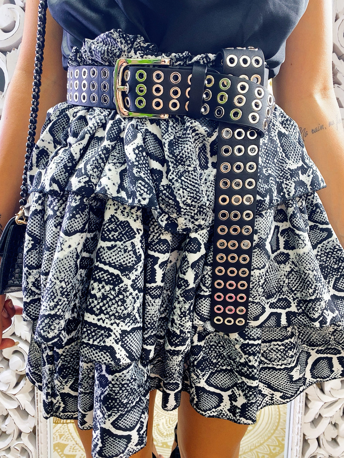 Gonna a balze pitonata grigia - R.a. Boutique 