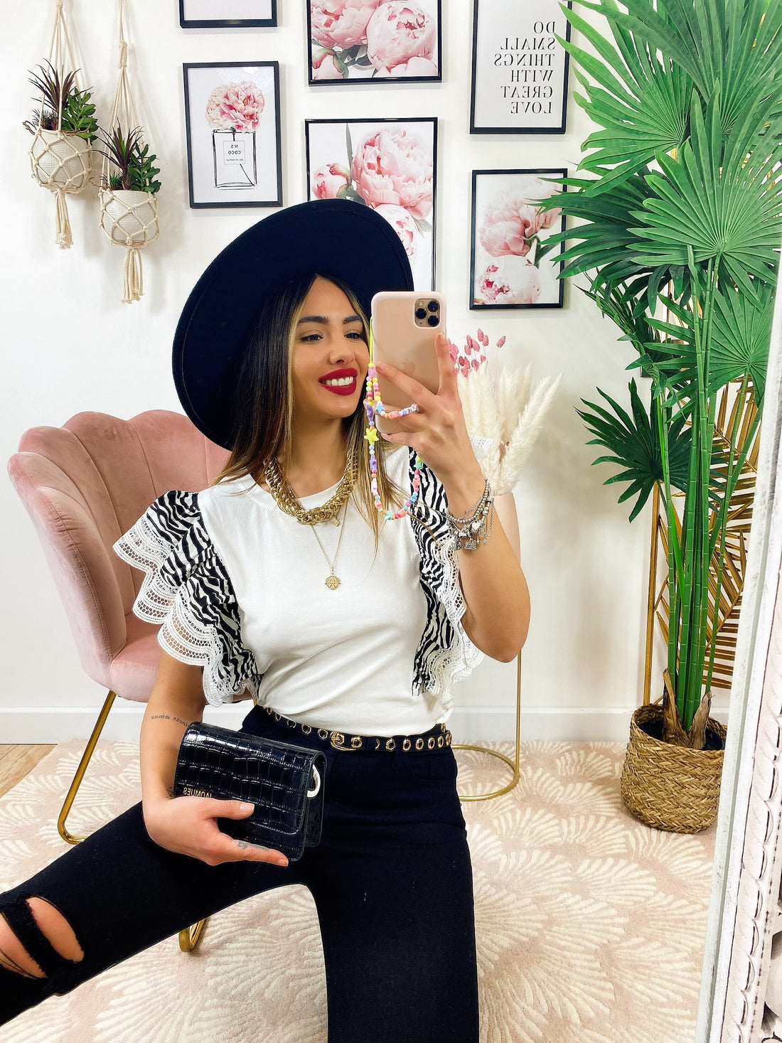 T-Shirt con voilant zebrata - R.a. Boutique 