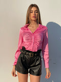 Camicia rosa barbie con arricciatura - R.a. Boutique 