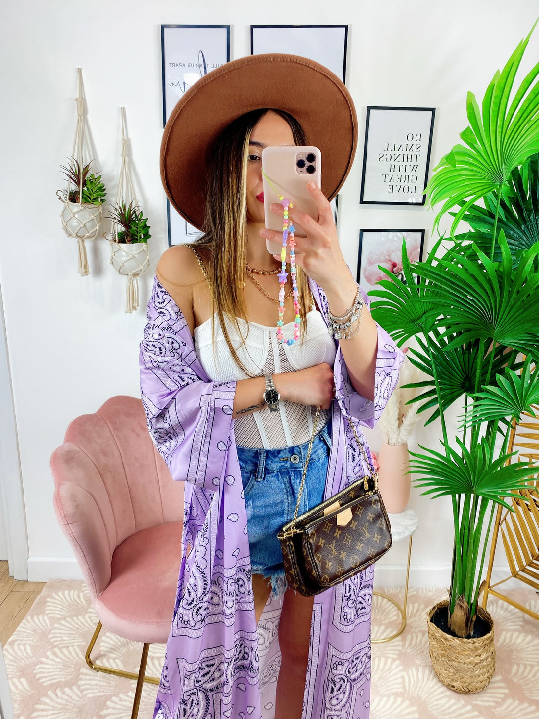 Kimono effetto bandana lilla - R.a. Boutique 