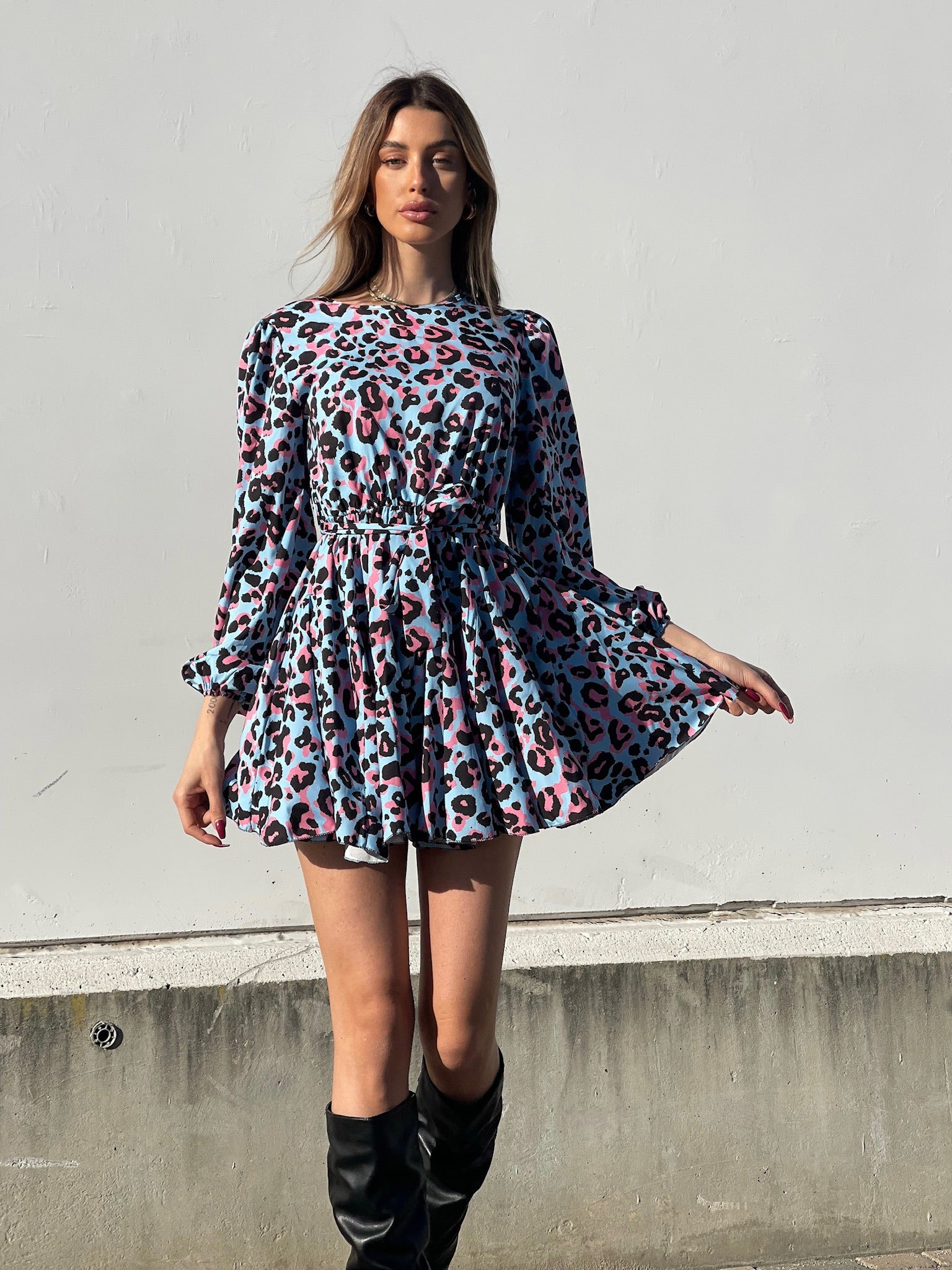 Abito maculato celeste e rosa - R.a. Boutique 