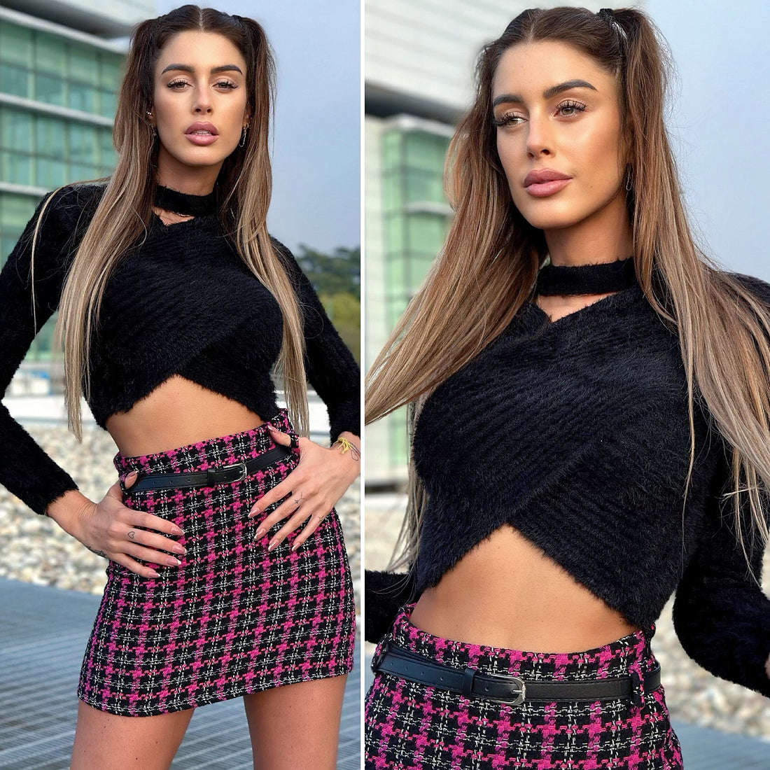 Maglioncino morbidissimo nero con choker - R.a. Boutique 