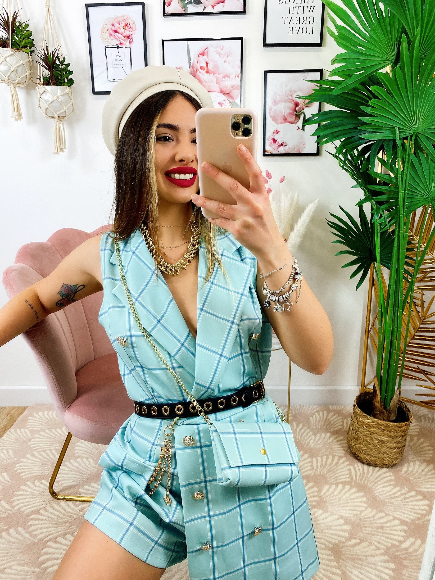 Tutina a Blazer con borsetta Verdeacqua - R.a. Boutique 