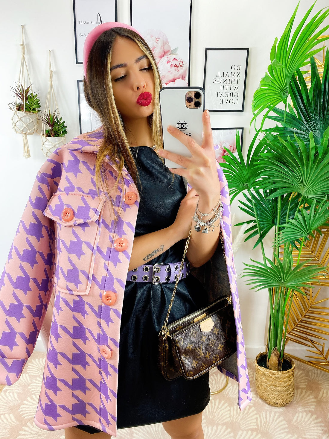 Giaccone pied de poule Rosa lilla - R.a. Boutique 