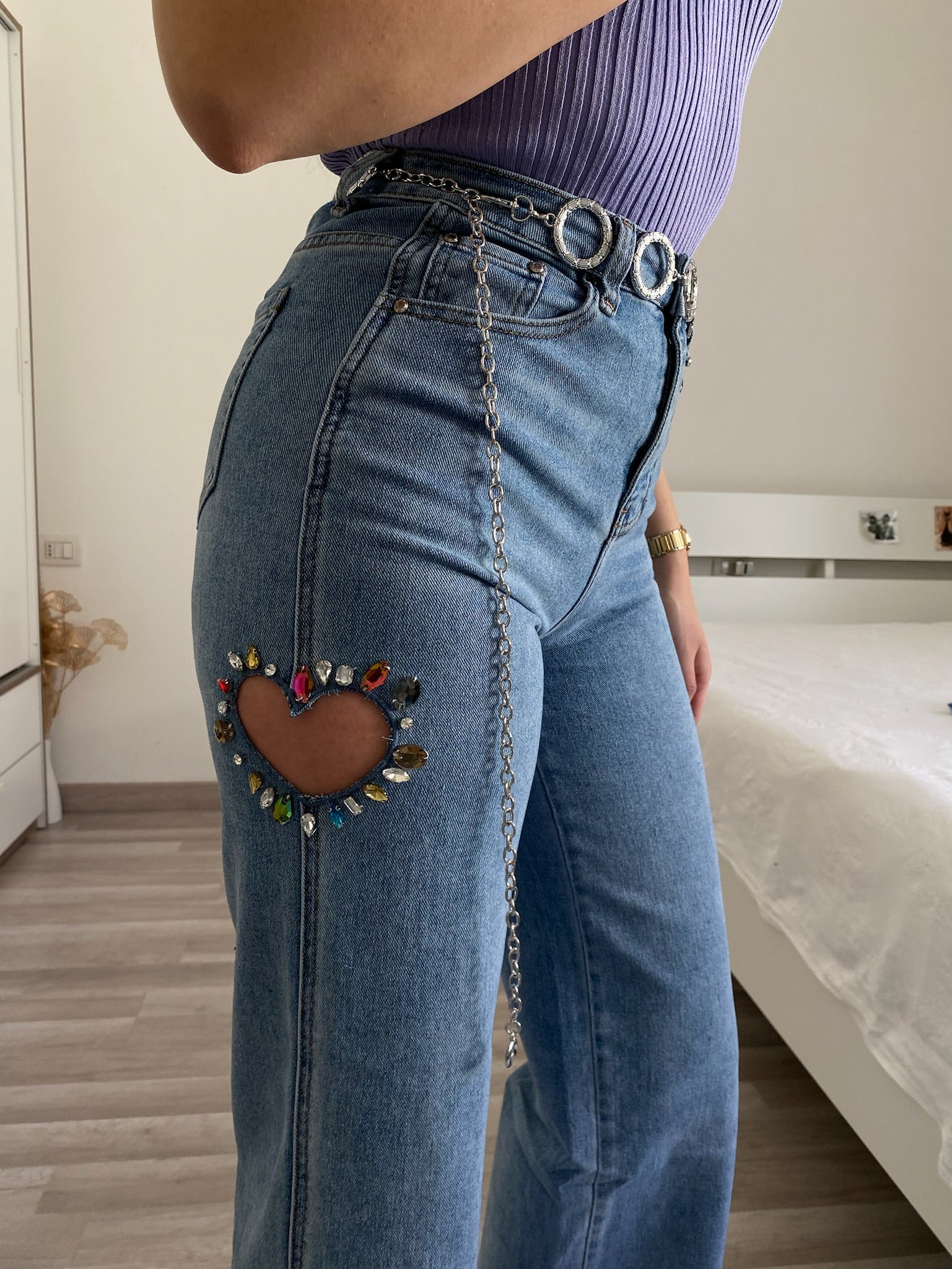 Jeans a zampa con cuore - R.a. Boutique 