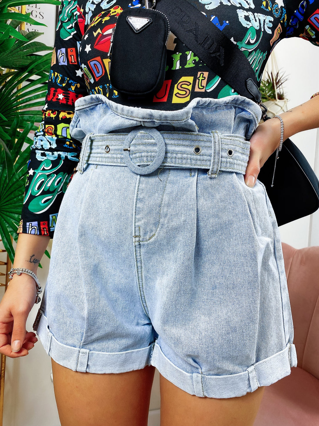 Short in jeans con cintura - R.a. Boutique 