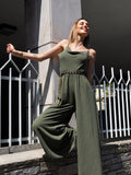 Tuta verde militare a palazzo spalline in catena - R.a. Boutique 